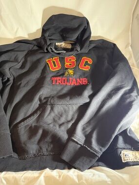 Russell Athletic Black USC Trojans Pullover Hoodie with Red & Gold Embroidery